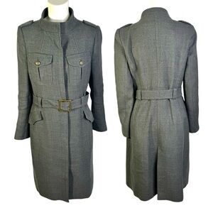 ZARA WOOL TRENCH COAT MILITARY COAT SINGLE BREAST GREY JACKET SIZE LARGE